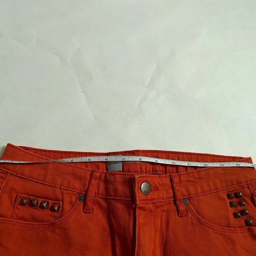 Mossimo Supply Co Studded Cutt Off Hem Orange Denim Jean Womens Shorts Sz 2 NWOT - Picture 4 of 5